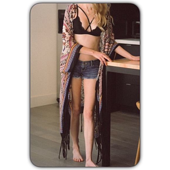 Boho Gypsy Festival Kimono Wrap Beach Coverup Armholes Tassel One Size 0-18 - Picture 4 of 7